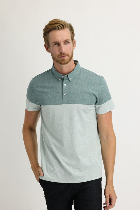 Light Green Polo Collar Regular Fit Patterned Cotton T-shirt
