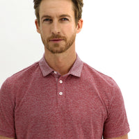 Light Burgundy Polo Collar Regular Fit Patterned Cotton T-shirt