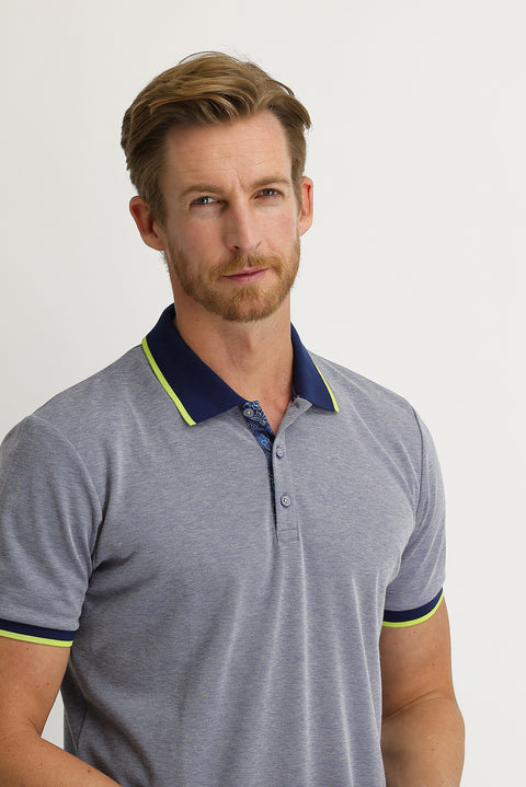 Dark Blue Polo Collar Regular Fit T-shirt