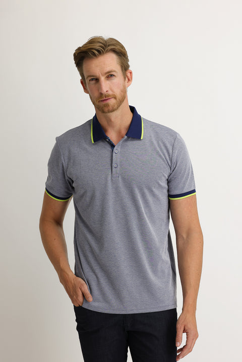 Dark Blue Polo Collar Regular Fit T-shirt