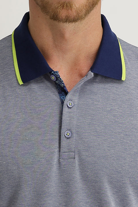 Dark Blue Polo Collar Regular Fit T-shirt
