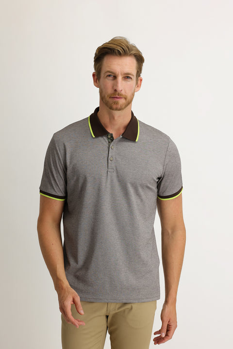 Medium Brown Polo Collar Regular Fit T-shirt