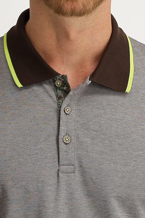 Medium Brown Polo Collar Regular Fit T-shirt