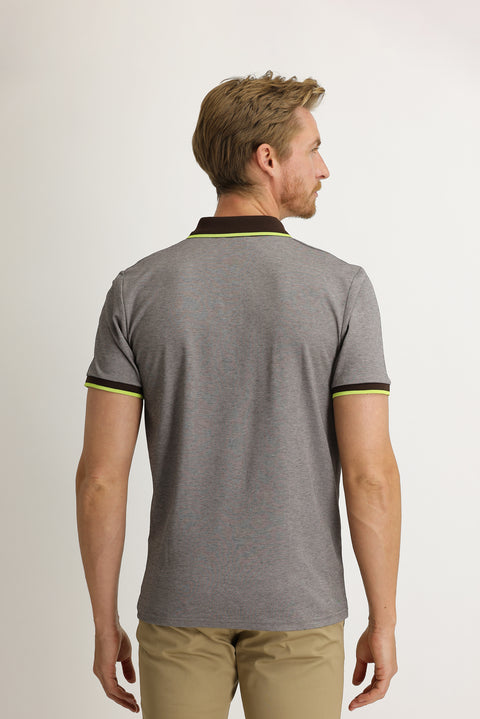 Medium Brown Polo Collar Regular Fit T-shirt
