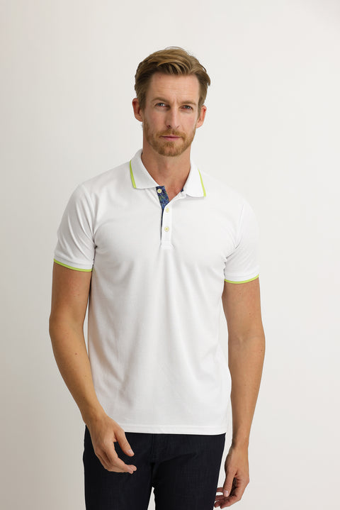 White Polo Collar Regular Fit Cotton T-shirt