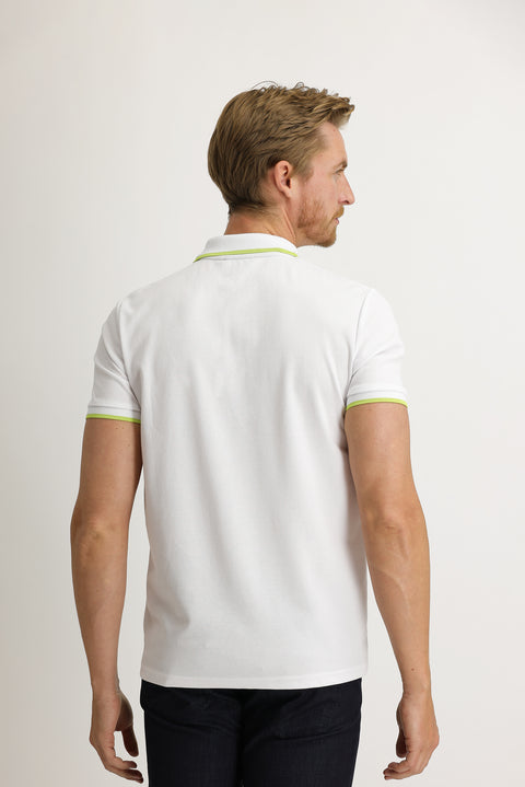White Polo Collar Regular Fit Cotton T-shirt
