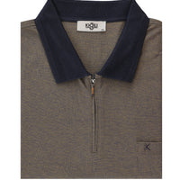 Medium Brown Plus Size Polo Collar Regular Fit Zip-Up T-Shirt