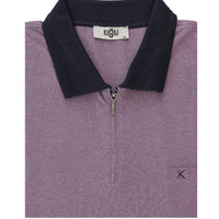 Eggplant Purple Plus Size Polo Collar Regular Fit Zip-Up T-Shirt