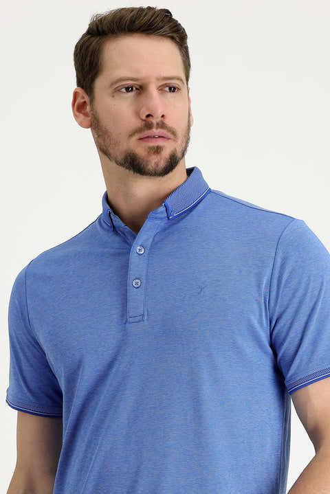Mavi Polo Yaka Regular Fit Nakışlı Tişört