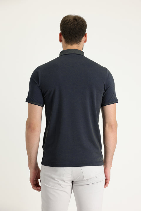 Medium Khaki Polo Collar Regular Fit Embroidered T-shirt