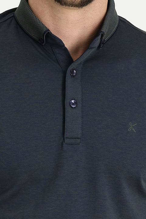 Medium Khaki Polo Collar Regular Fit Embroidered T-shirt