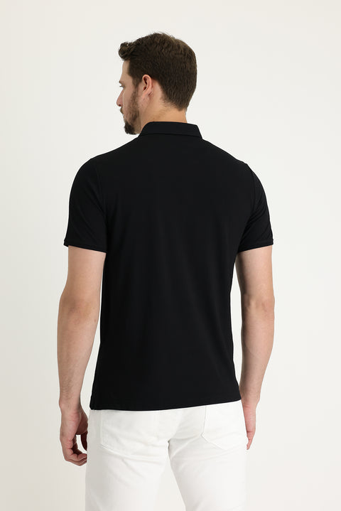 Black Polo Collar Regular Fit T-shirt