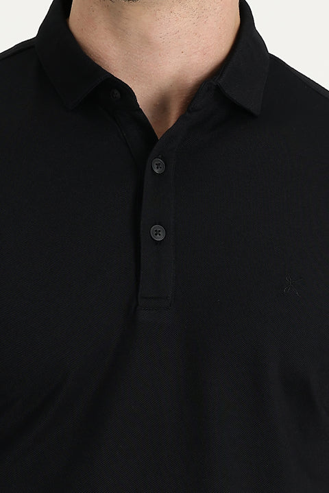 Black Polo Collar Regular Fit T-shirt