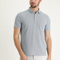 Silver Polo Collar Regular Fit Embroidered T-Shirt