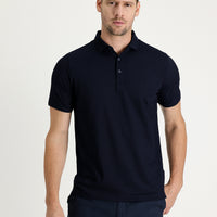 Dark Navy Polo Collar Regular Fit Embroidered T-Shirt