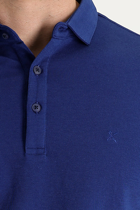 Navy Blue Polo Collar Regular Fit T-shirt