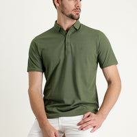 Medium Khaki Polo Collar Regular Fit Embroidered T-shirt