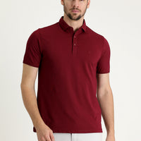 Şarap Bordo Polo Yaka Regular Fit Nakışlı Tişört