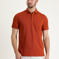 Tile Red Polo Neck Regular Fit Embroidered T-Shirt