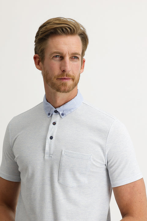 Light Blue Polo Collar Regular Fit T-shirt