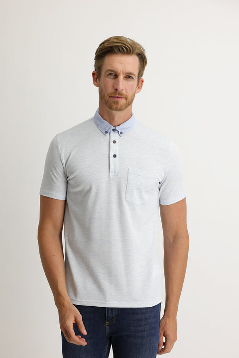 Light Blue Polo Collar Regular Fit T-shirt
