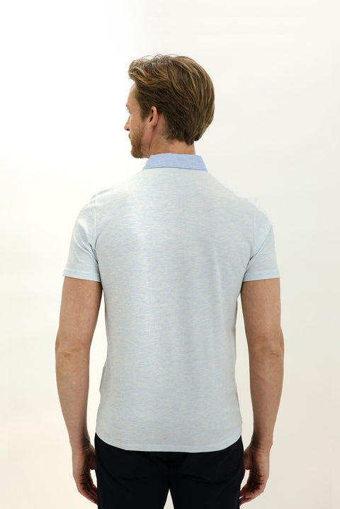 Light Blue Polo Collar Regular Fit T-shirt