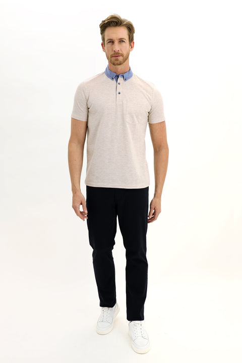 Açık Kahve  Polo Yaka Regular Fit Tişört