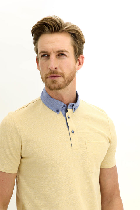 Dark Yellow Polo Collar Regular Fit T-shirt