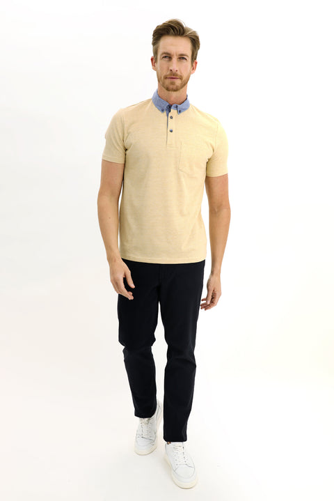 Dark Yellow Polo Collar Regular Fit T-shirt