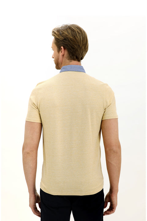 Dark Yellow Polo Collar Regular Fit T-shirt