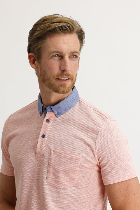 Baby Pink Polo Collar Regular Fit T-shirt