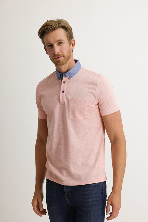 Baby Pink Polo Collar Regular Fit T-shirt