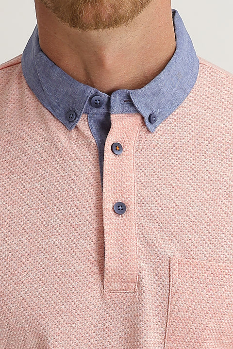 Baby Pink Polo Collar Regular Fit T-shirt