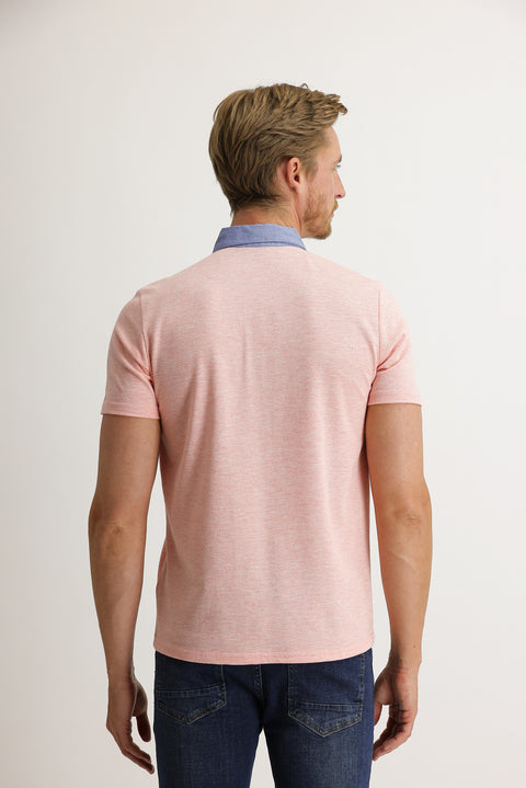 Baby Pink Polo Collar Regular Fit T-shirt