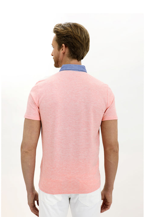 Baby Pink Polo Collar Regular Fit T-shirt