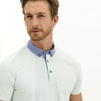 Light Green Polo Collar Regular Fit T-shirt