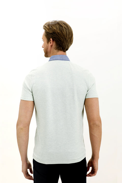 Light Green Polo Collar Regular Fit T-shirt
