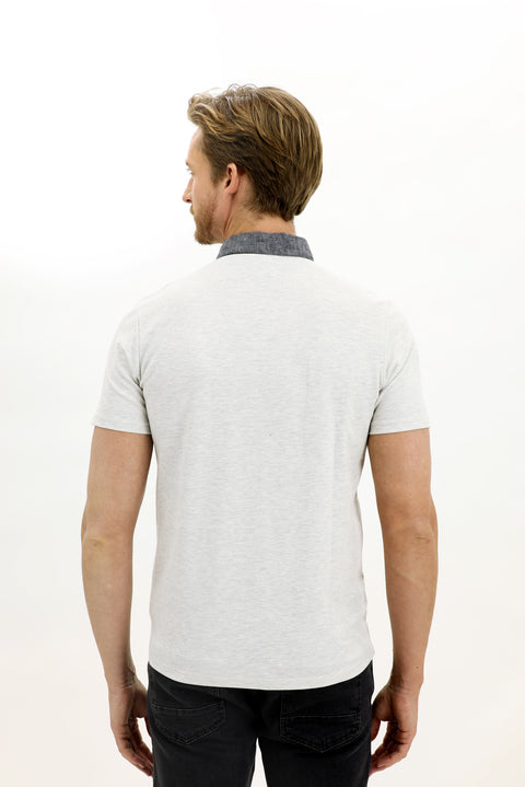 Light Anthracite Polo Collar Regular Fit T-shirt