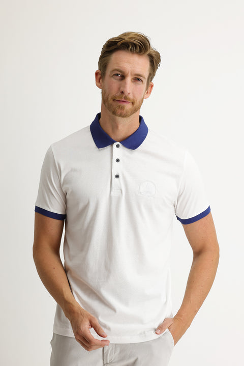 White Polo Collar Slim Fit T-shirt