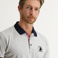 Light Grey Melange Polo Collar Slim Fit Patterned T-shirt