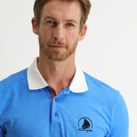 Light Blue Polo Collar Slim Fit Patterned T-shirt