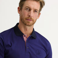 Sky Blue Polo Collar Slim Fit Patterned T-shirt