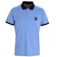 Blue Polo Collar Slim Fit Patterned T-shirt