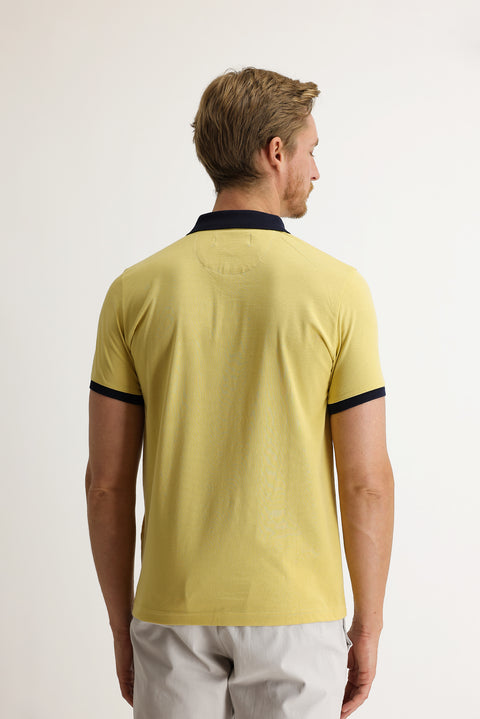 Medium Beige Polo Collar Slim Fit Patterned T-shirt