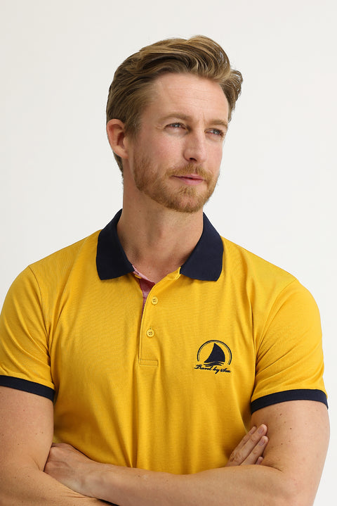 Saffron Polo Collar Slim Fit Narrow Cut Patterned T-shirt