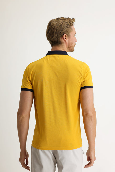 Saffron Polo Collar Slim Fit Narrow Cut Patterned T-shirt