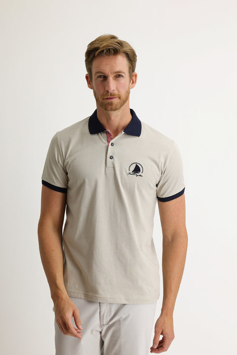 Off-white Polo Collar Slim Fit Patterned T-shirt