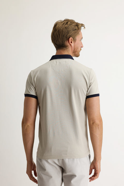 Off-white Polo Collar Slim Fit Patterned T-shirt