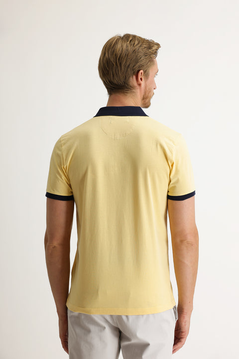 Dark Yellow Polo Collar Slim Fit Patterned T-shirt