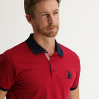 Light Burgundy Polo Collar Slim Fit Patterned T-shirt